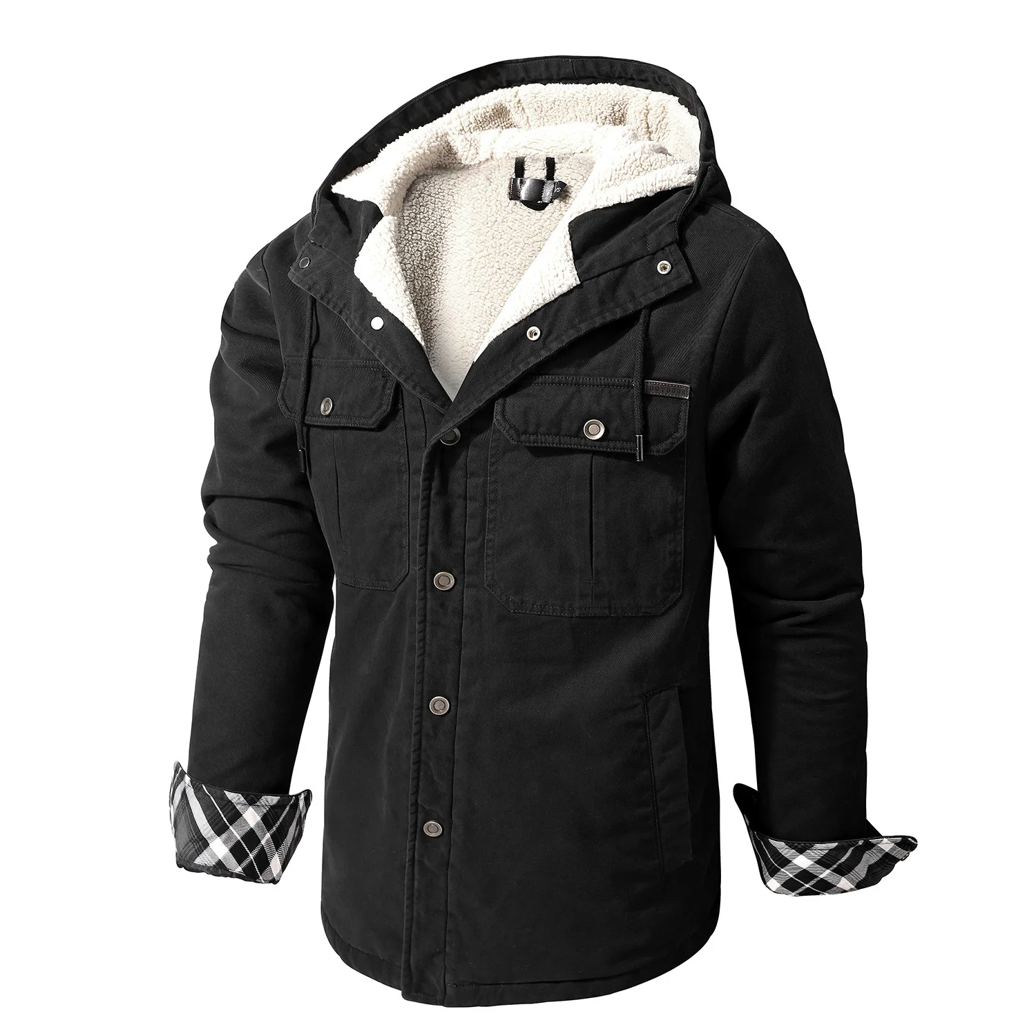 Men Winter Hooded Jackets Men's Fashion Warm Large Size Coat Plus Velvet Hoodies Outwear Casual Shirt Jackets Men Parkas MY628