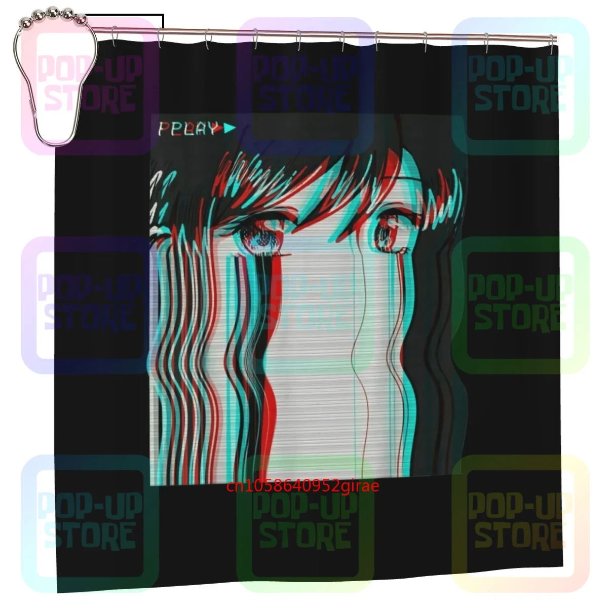 

Винтажная Vaporwave Aesthetic Sad Anime Girl Eboy Egirl Harajuku Trendf Занавеска для душа Занавеска для ванной комнаты Мода Полиэстер