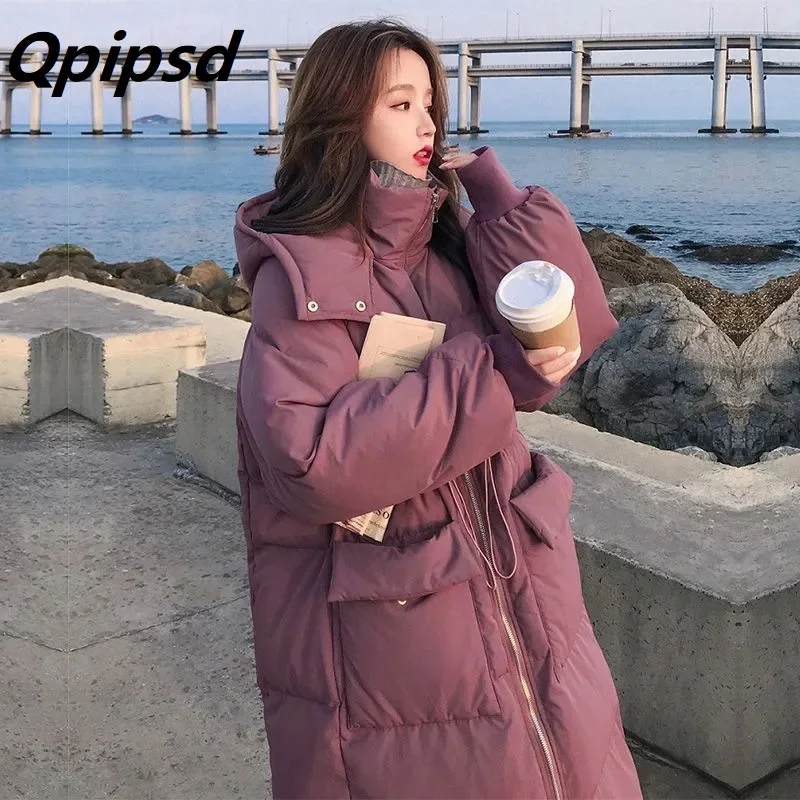 

2025 Women's Down Puffer Jackets Winter Baggy Thickening Warm Hooded Fashion Bubble Cotton Padded Coats Parka Down Cotton Coat