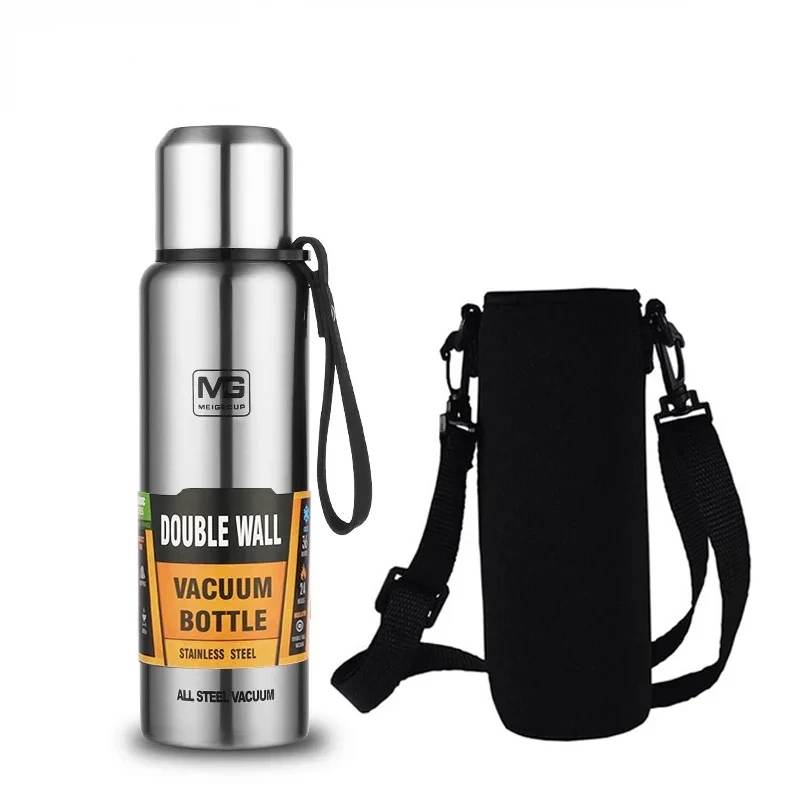 

304 Stainless Steel Thermos Bottle Large Capacity Vacuum Flask Insulated Tumbler with Rope for Tea Drinks Cold and Hot Water