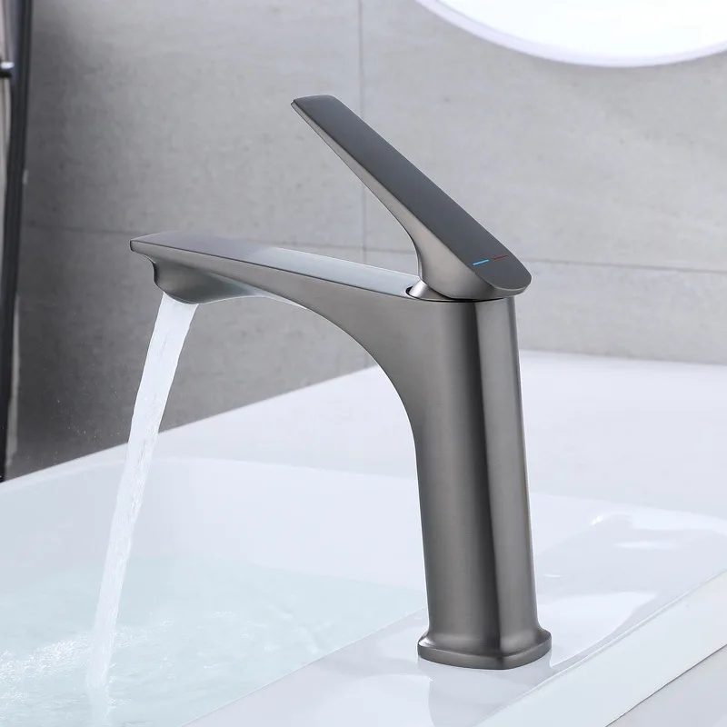 Copper alloy minimalist washbasin hot and cold water tap for home use, bathroom sink faucet