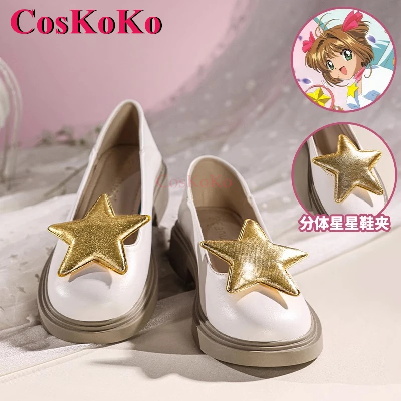 

CosKoKo Kinomoto Sakura обувь косплей Cardcaptor Sakura модные универсальные розовые и белые боевые туфли аксессуары для ролевых игр новые