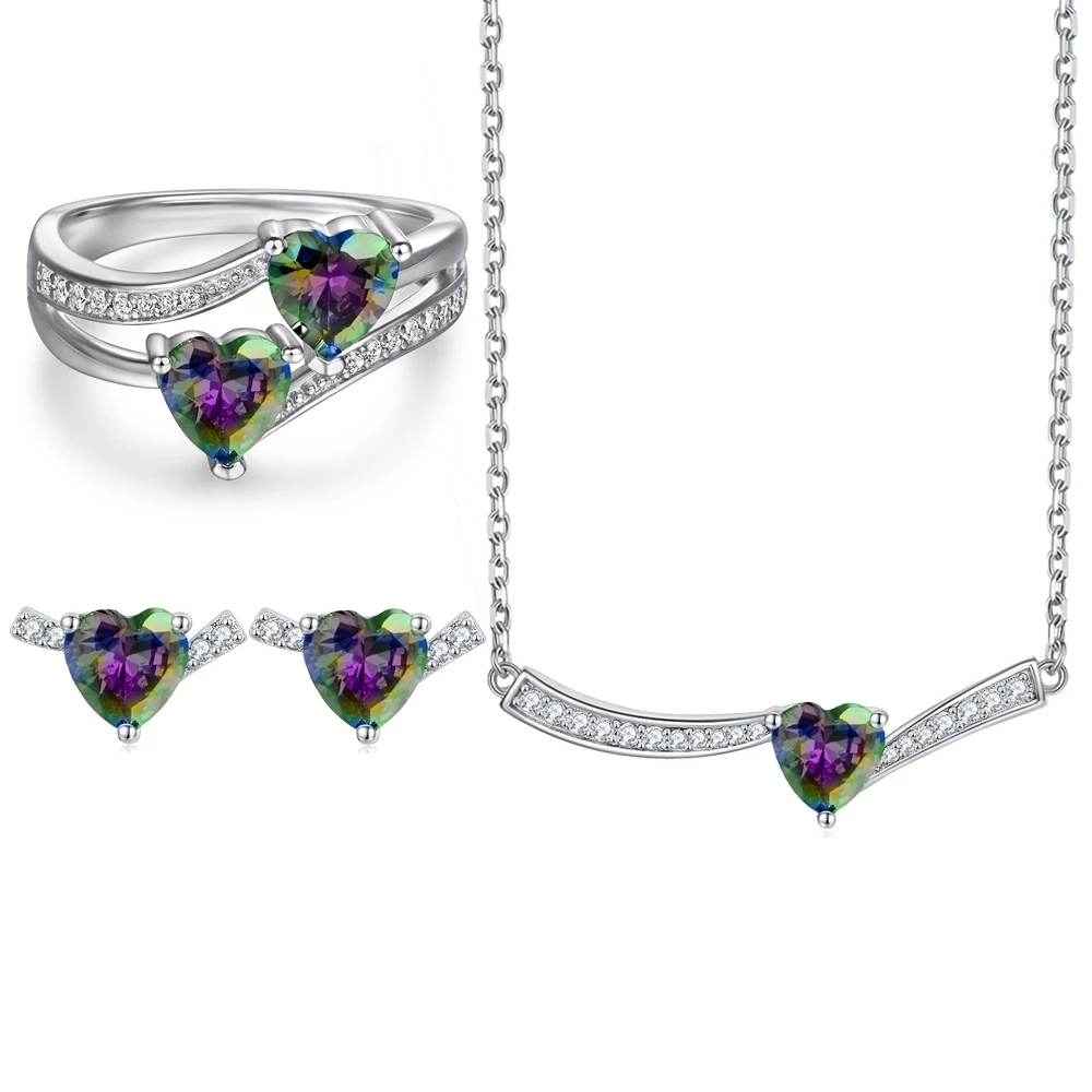 

Jewelry Set Black Heart Double Zircon Sterling Silver Set