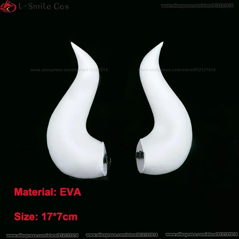 lili 123100cm Anime Overlord Cosplay Albedo Deep Purple Black Wig Horns Heat Resistant Synthetic Wigs +