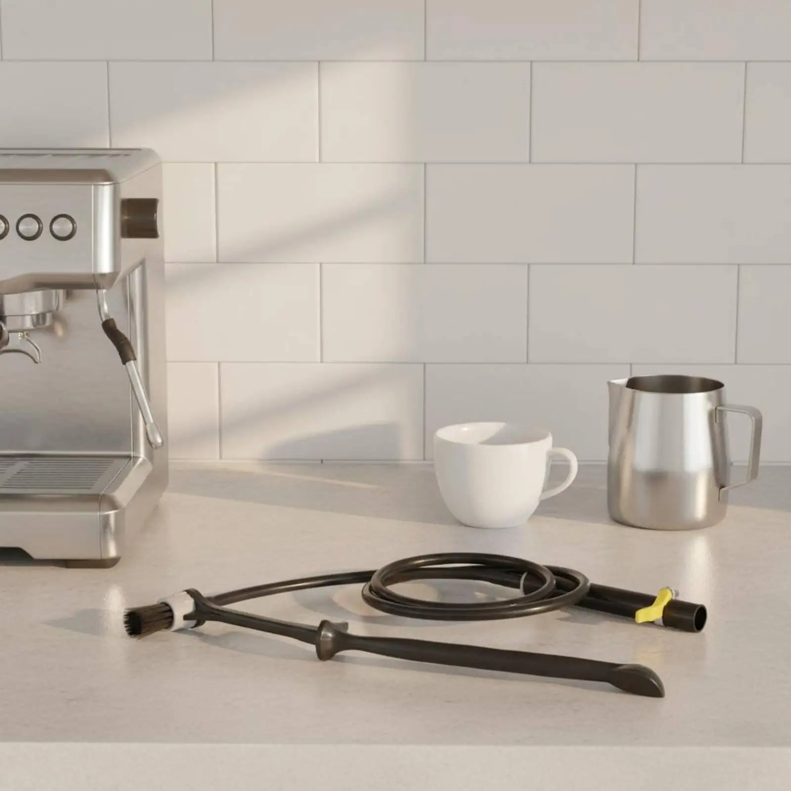 Coffee Machine Brush Flexible Hose Kitchen Cleaning Brush Espresso Group Head Scrub Tool for Barista Workstation