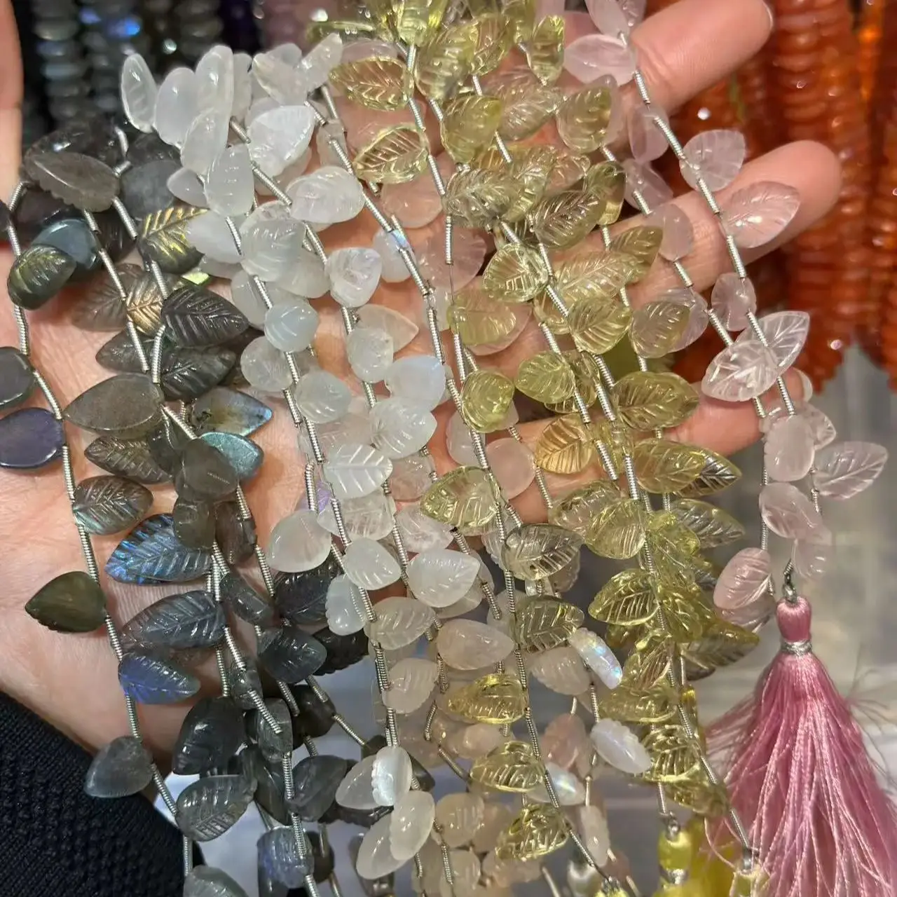 Natural Moonstone Lemon Labradorite Gemstone Faceted Leaf Shape Beads for DIY Bracelet Necklace Jewelry Accessories Fashion Hot