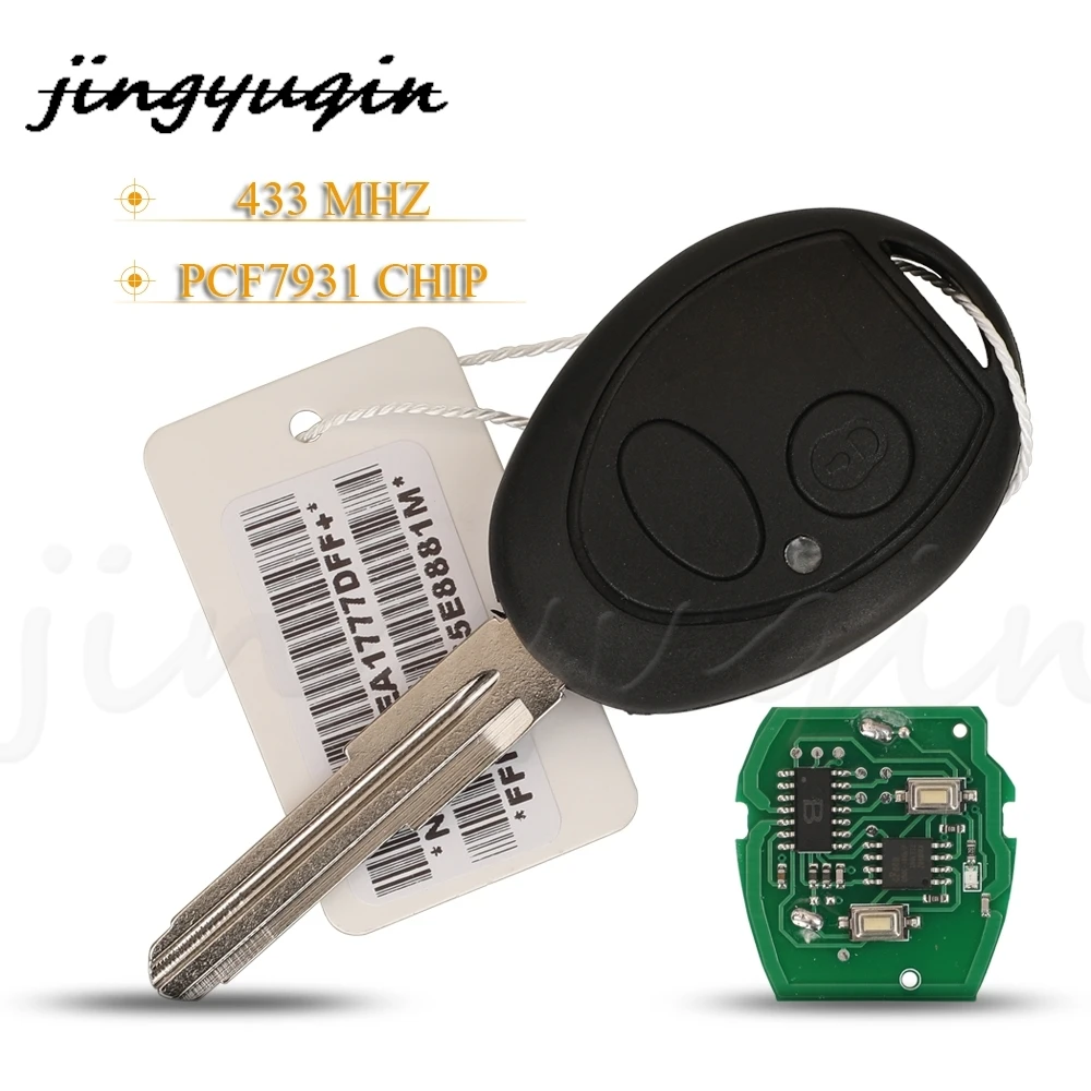 

jingyuqin 2 Buttons Smart Remote Car Key Fob 433MHz With Pcf7931 Chip For Land Rover Discovery 1999-2004