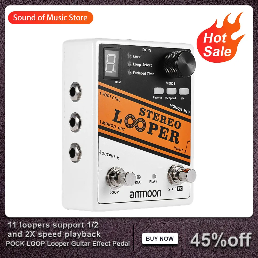 Loop Ammoon STEREO LOOPER: A Revolução no Looping para Guitarra com 10 Slots e Gravação de 10 Minutos