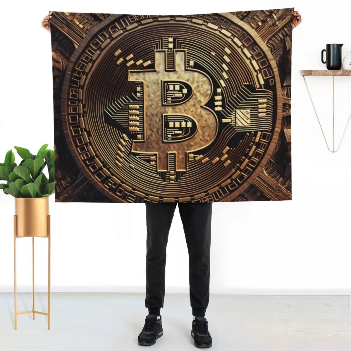 Crypto Elegance: The Bitcoin Design Throw Blanket Single warm winter Sofas Bed Fashionable Bed covers Comforter Blankets