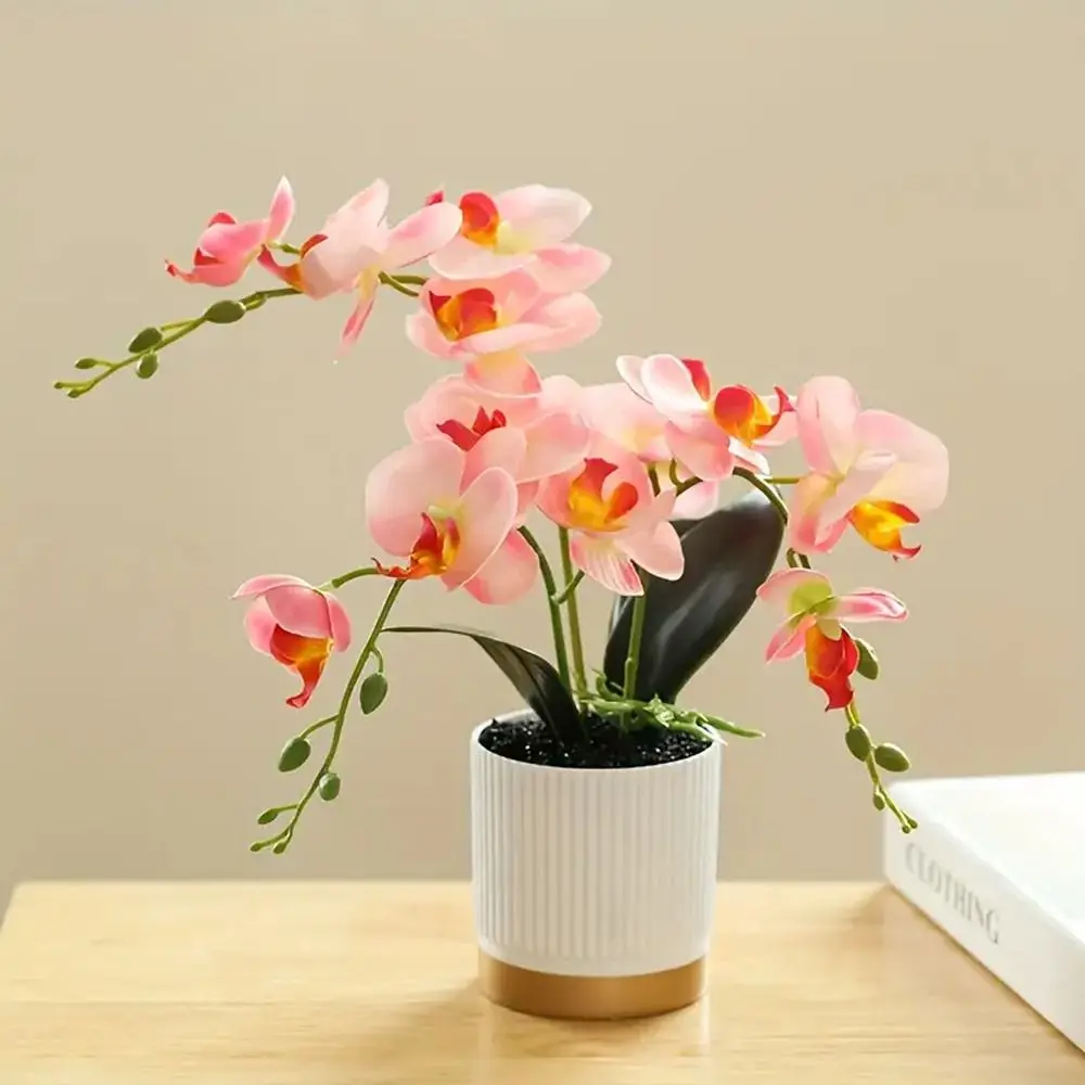 Simulation Flower Advanced Artificial Phalaenopsis 33cm Realistic Artificial Orchid Flower DIY Fake Phalaenopsis Bonsai Office