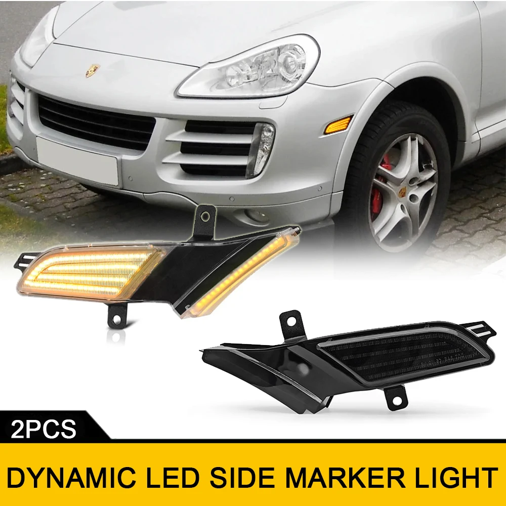 Canbus Sequential Blinker LED Front Fender Side Marker Lights For Porsche Cayenne 957 2007-2010 Flashing Indicator Parking Lamp