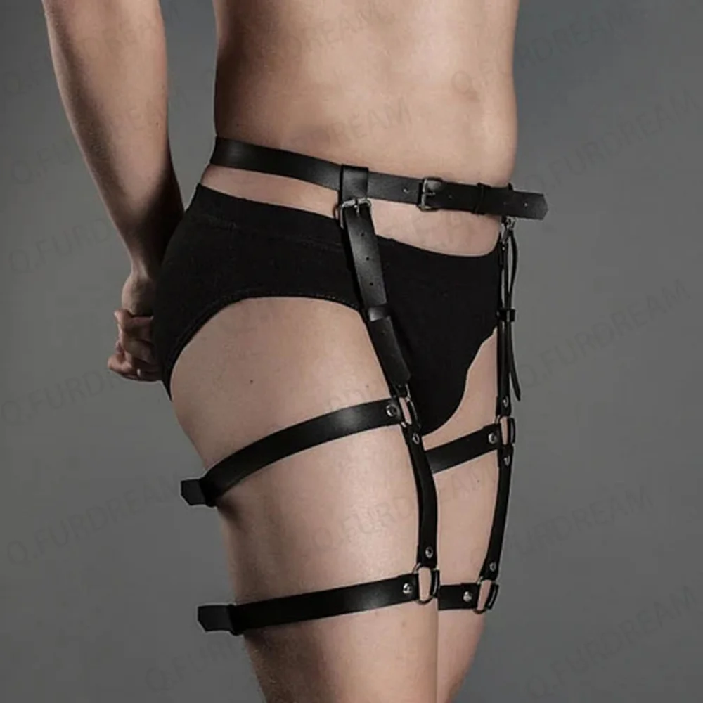 Leg Belt Men Harness Belts Gay Body Bondage Lingerie Gay Clothing Erotic Sex Rave Artificial Leather Gothic Harajuku Suspenders