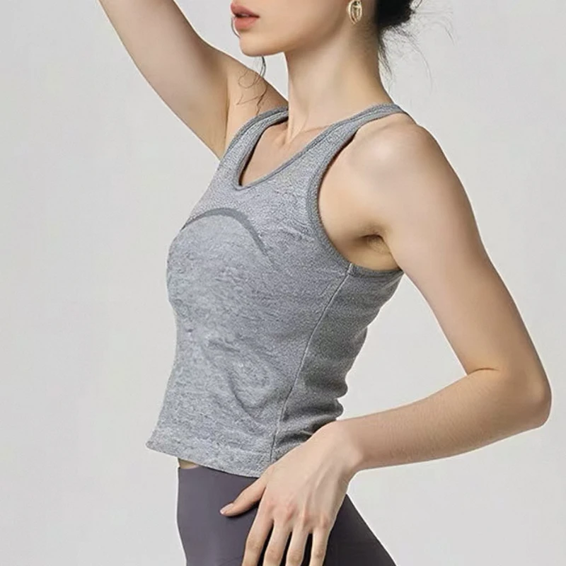 One Piece Yoga Sports Vest, Women's Stretch I-shaped Running and Fitness Vest, Slimming Short Style, Camisole for Outerwear
