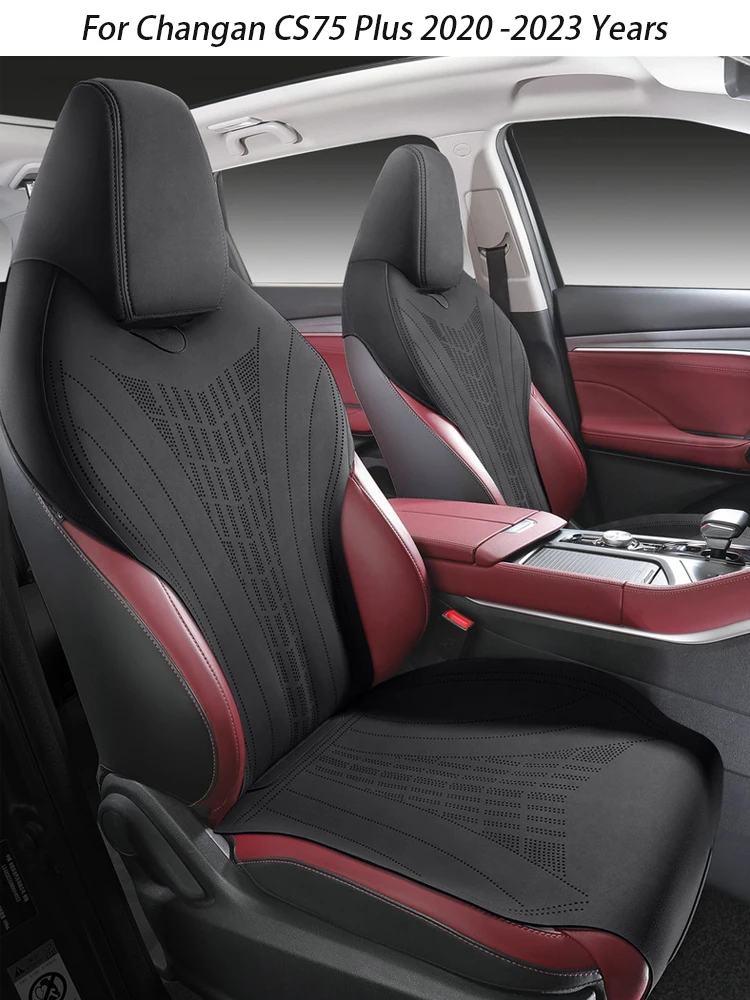 Suede Leather Car Seat Cushion For Changan CS75 Plus 2020-2023 on-Slip Seat Cushion Protectors Custom Automotive Parts-Full Set