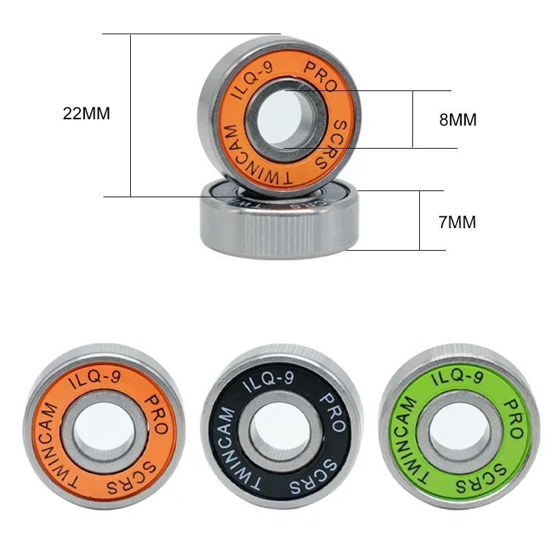 8Pcs ILQ-11 Orange ILQ-11 PRO SCRS Long-life Durable 608RS ILQ11 Bearing Longboard Speed Bearing Inline Skate Wheel Bearing