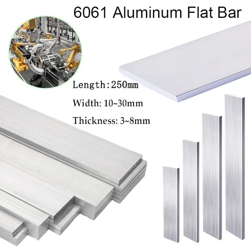 1pcs Width 10-30mm Thickness 3-8mm 6061 Aluminium Flat Bar Plate Strip Aluminum Alloy Metal Sheet CNC Block Solids Mill Stock ﻿