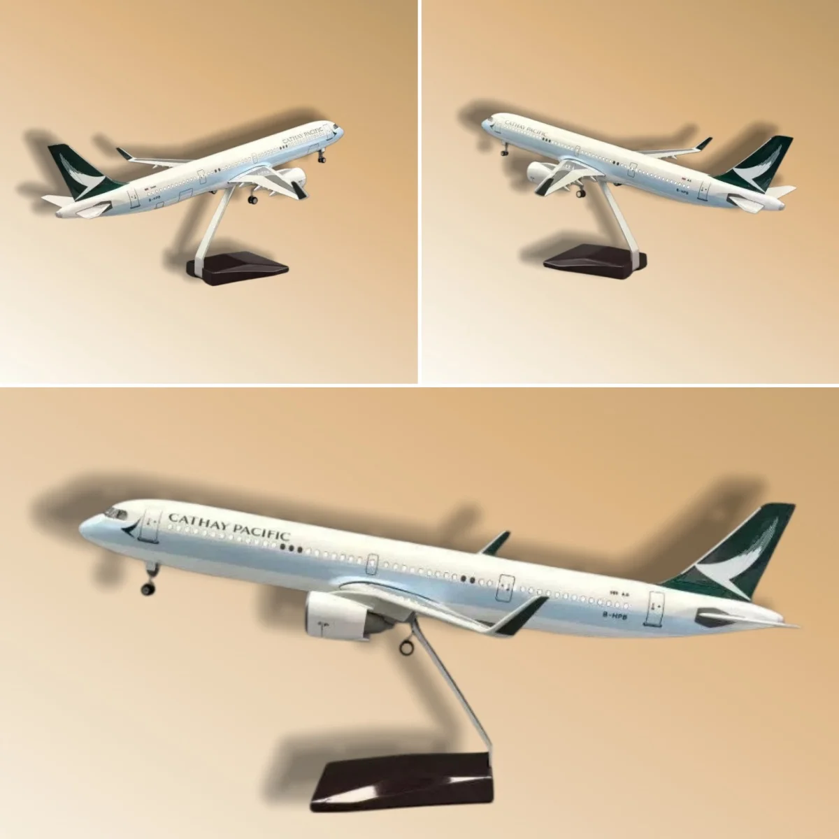 キャセイパシフィック-エアバス-a321neo-43cm-イルミネーション付きダイキャスト樹脂製航空機模型（ランディングギア付き）1-135スケールモデル玩具