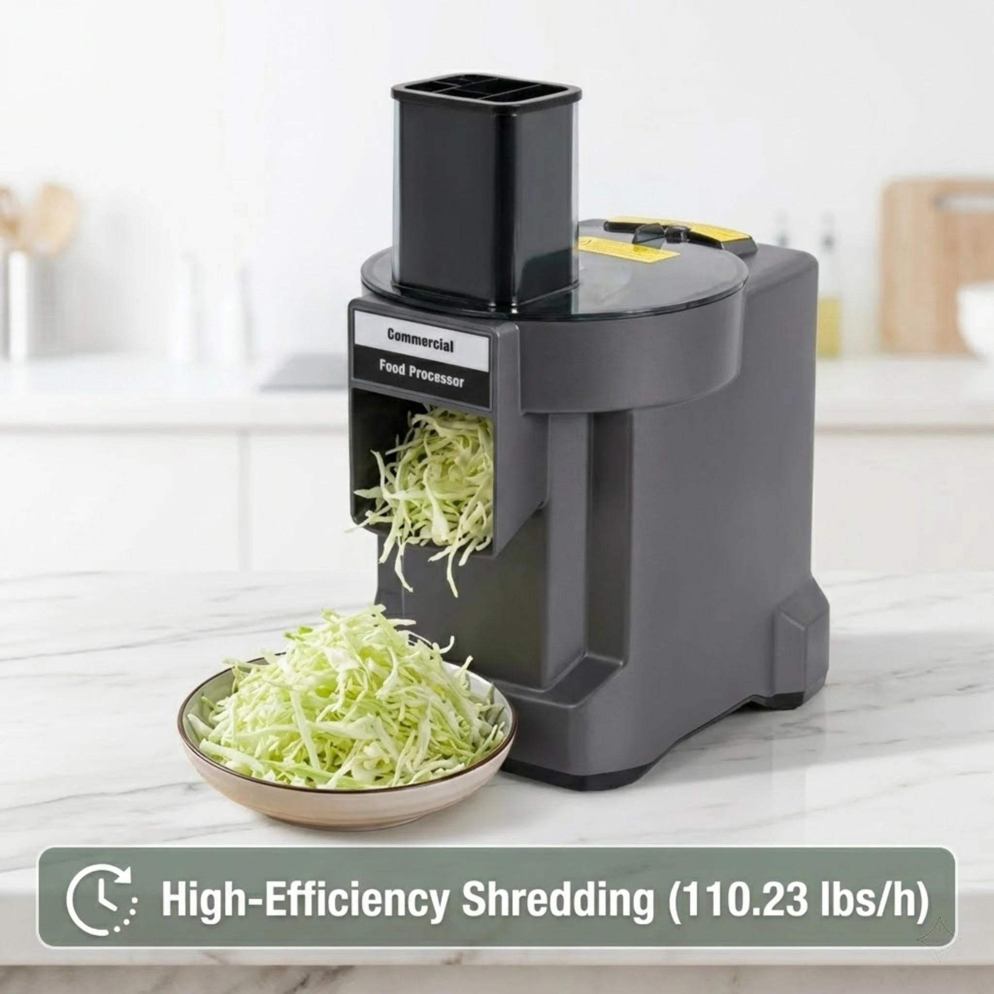 

Мощный коммерческий измельчитель овощей 110 Вт с лезвиями из нержавеющей стали и широким загрузочным отверстием для эффективной кухонной подготовки продуктов