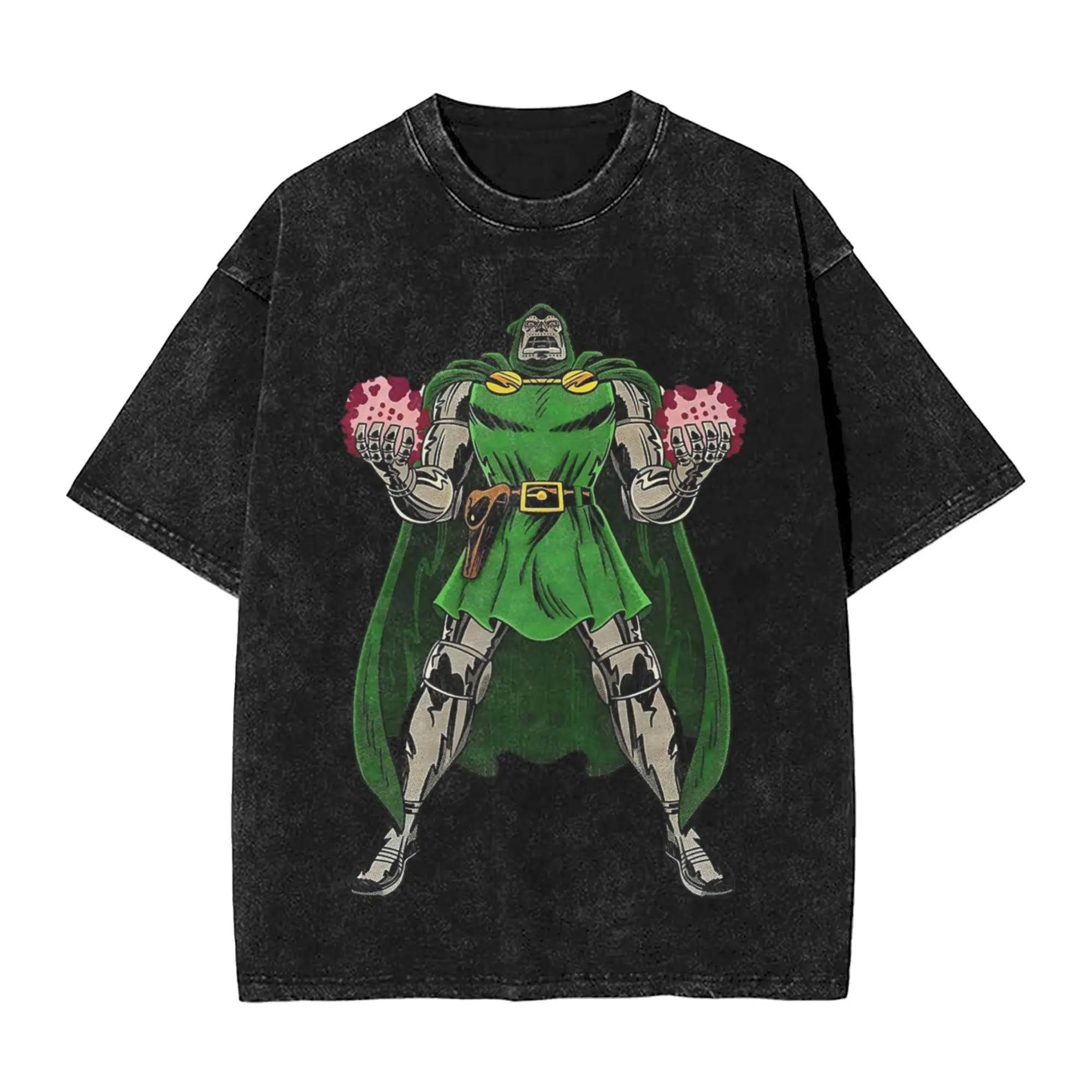 Vintage Washed T-Shirt Dr Dooms Comics Simple T Shirts  Trendy Cool Tshirt for Men Summer Y2K Retro Casual Top Tees
