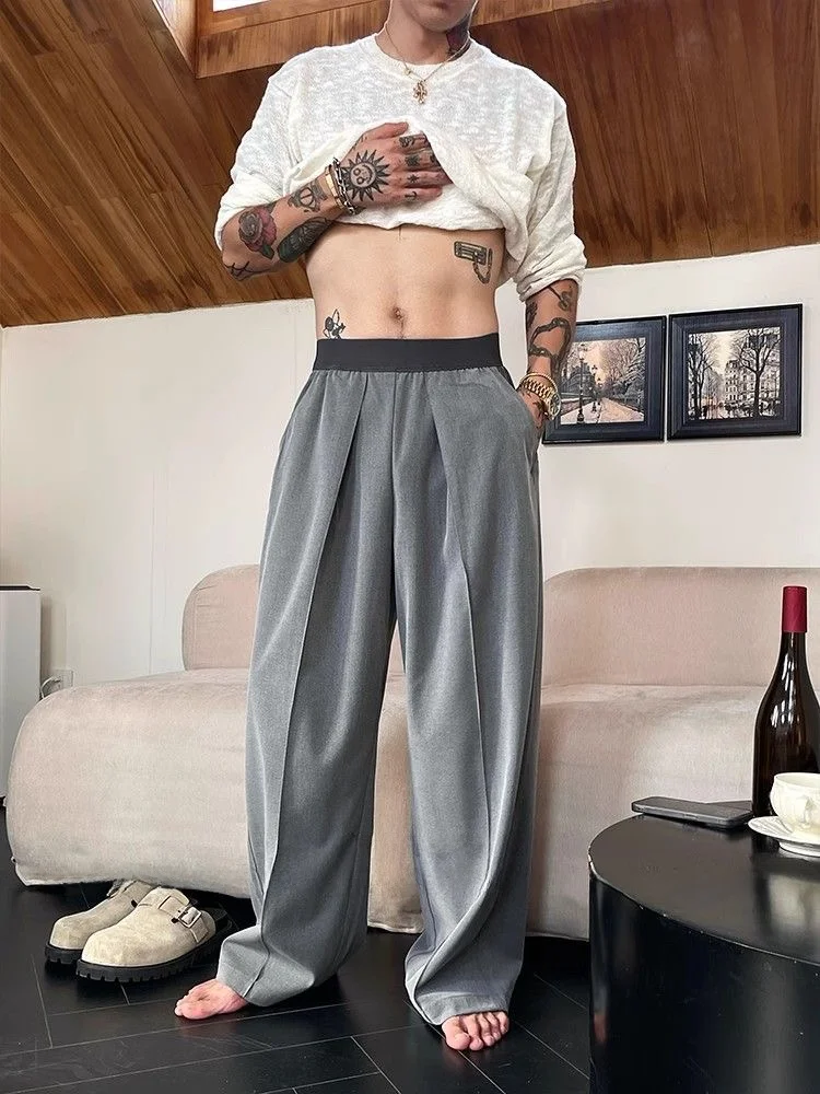 

Men's Loose Wide Leg Pants Autumn New Straight Tube Design Casual Suit Pants Trousers Youth Popular Cool Style Leisure