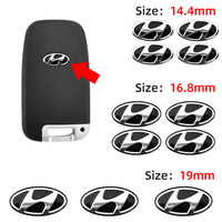 14mm 16mm 19mm Aluminium Metal Car Key Emblem Stickers For Hyundai Genesis I10 I20 I30 I40 IX20 IX35 Kona Getz Veloster Tucson