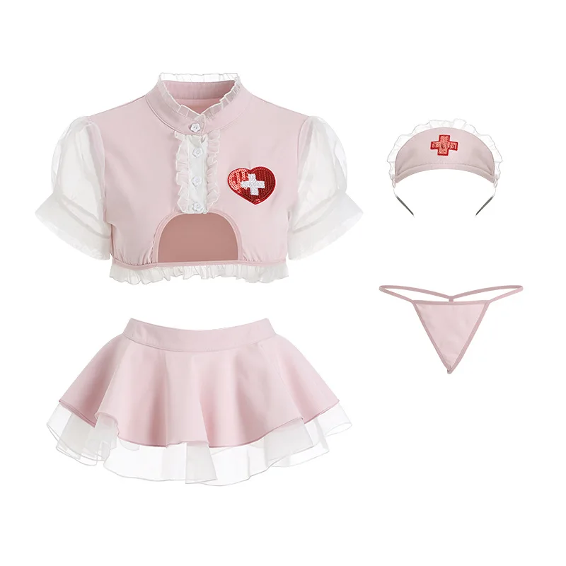 Sexy Nurse Sister Cosplay Costumes Cute Doctor Outfit Open Chest Dress Erotic Girl Sexy Lingerie Sex Delicacy Uniform Temptation