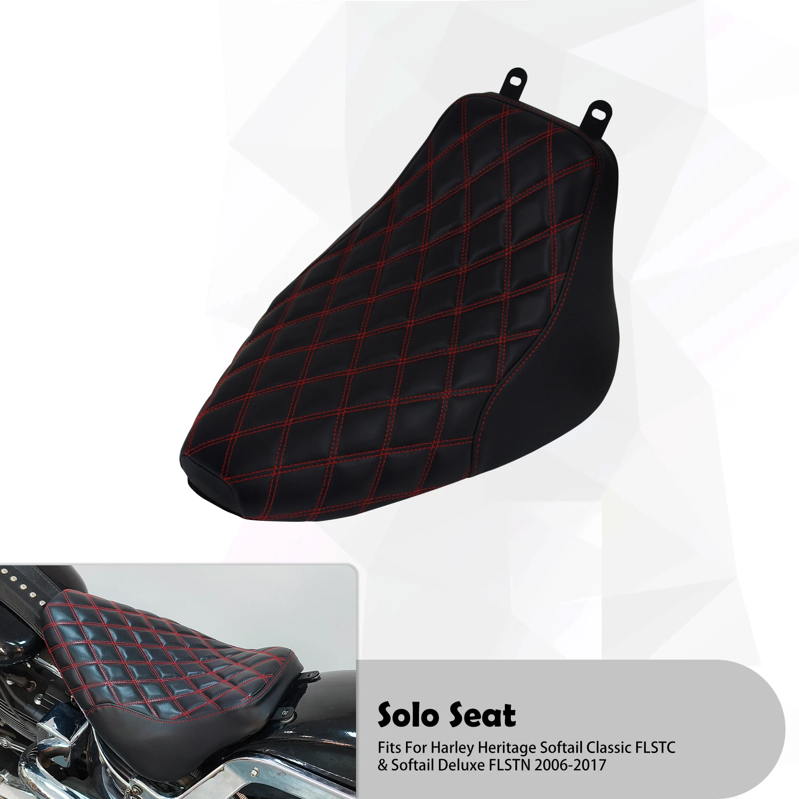 Driver Solo Seat Motorcycle Front Low Profile Seat Diamond Kussen Voor Harley Softail Classic Heritage FLSTC Deluxe FLSTN 06-17