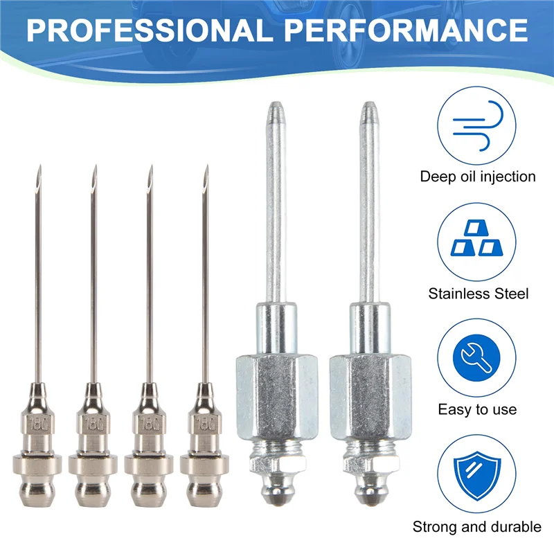 A20K-6Pcs Fett Nadel Düse Kit, Stahl Fett Düse Nadel Spender Fett Injektor Nadel Fett Adapter Fitting Werkzeug