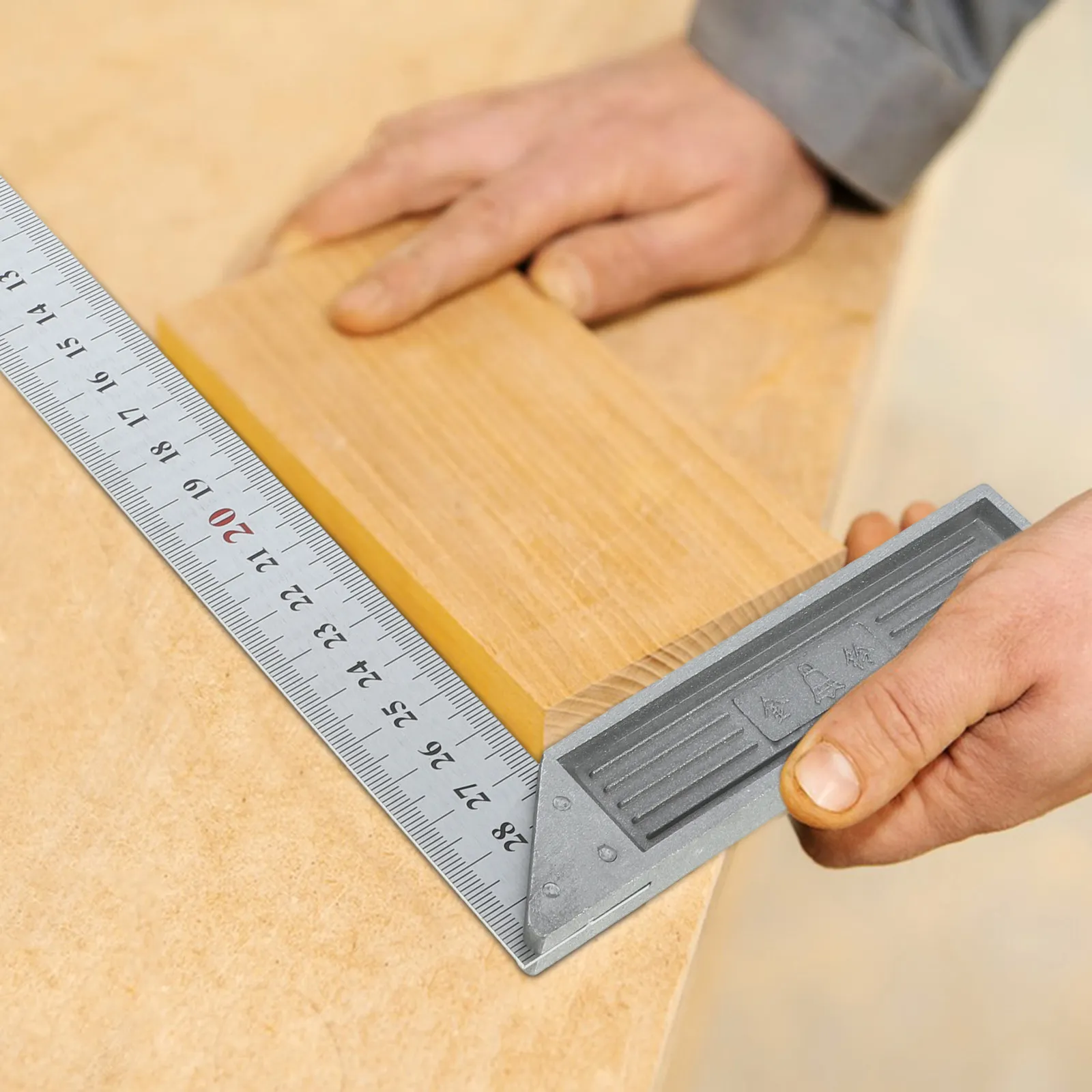 L-Steel Ruler Clear Reading 90 Degree Right Angle Measuring Tool for Carpenters Woodworking DIY Craft - Ruler