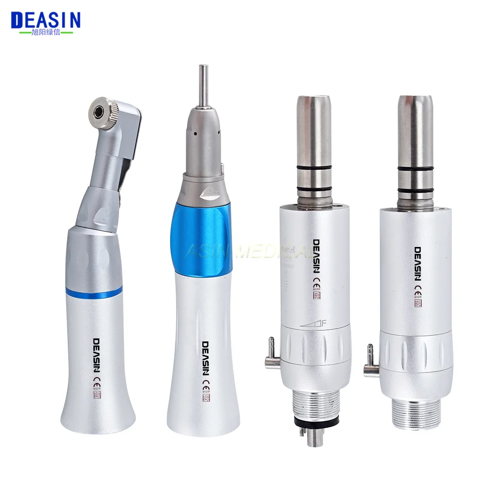 

Dental Low Speed Handpiece Set 4/2 Holes Push Button Contra Angle /Straight Nose Cone/Latch Contra Angle Air Motor Dentist Tools