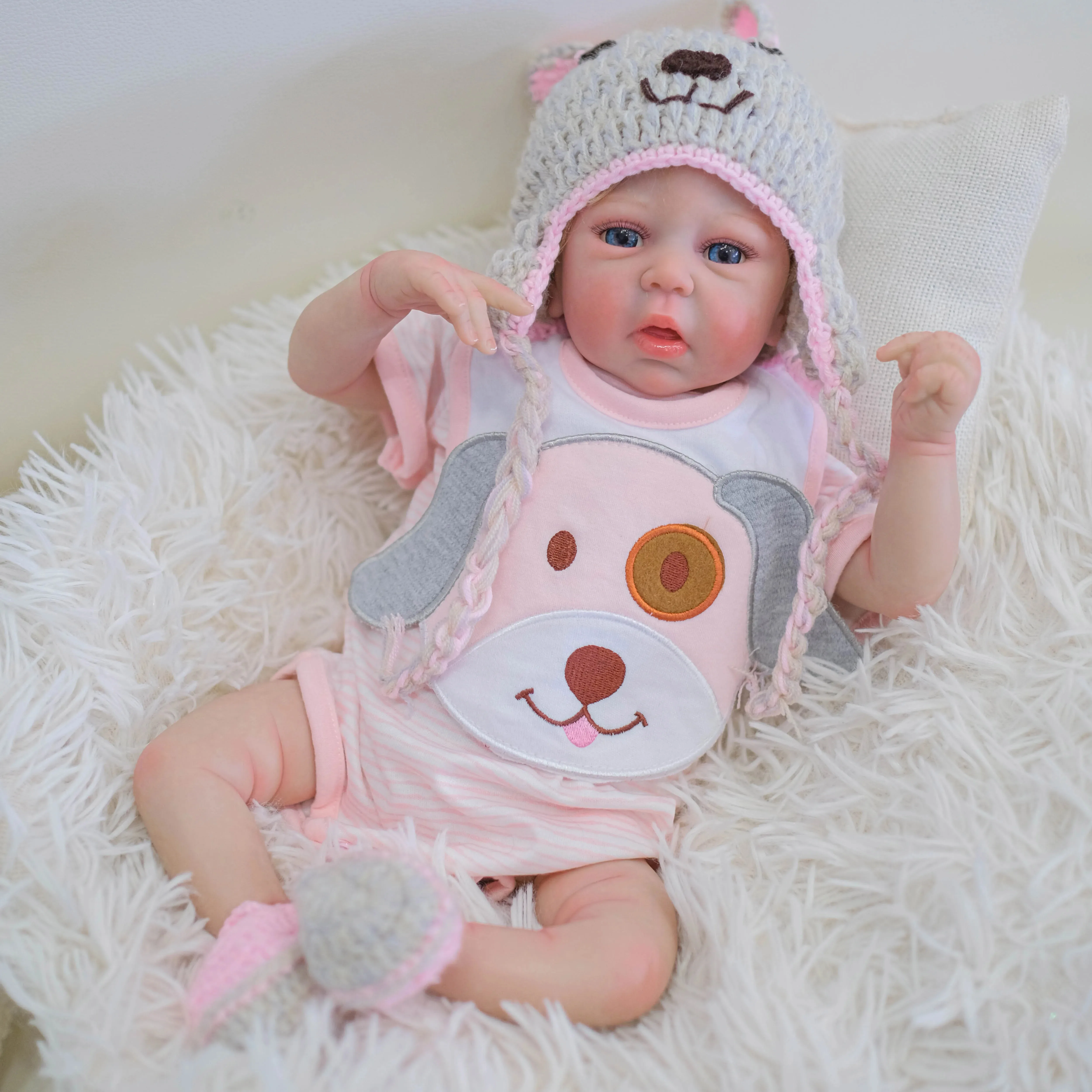 18inch Mindy Newborn Baby Soft Body Reborn Doll Lifelike Cuddly Baby Multiple Layers Painting 3D Skin with Visible Veins