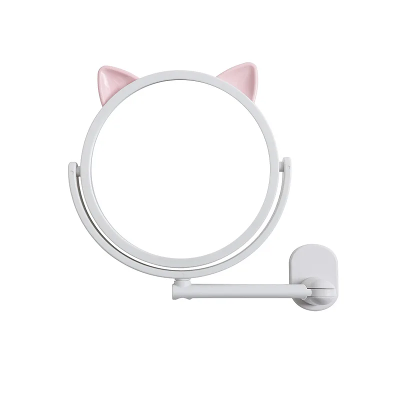 Lovely Bathroom Mirror Wall Mounted Makeup Mirror Adjustable Angle HD Mirror Wall Silver Mirror 6 Inch Round Wwith Boom Swivel