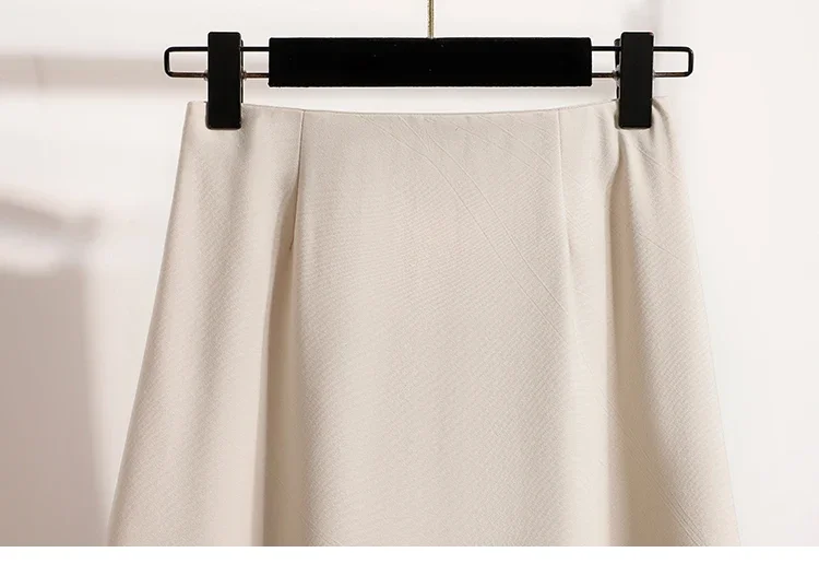 Koreanischer Stil Einfarbiger Hochtaillierter Elastischer Rock für Damen A-Linie 2026 Frühling Herbst Neu Elegant Vielseitig Alltagsrock – Detail 8