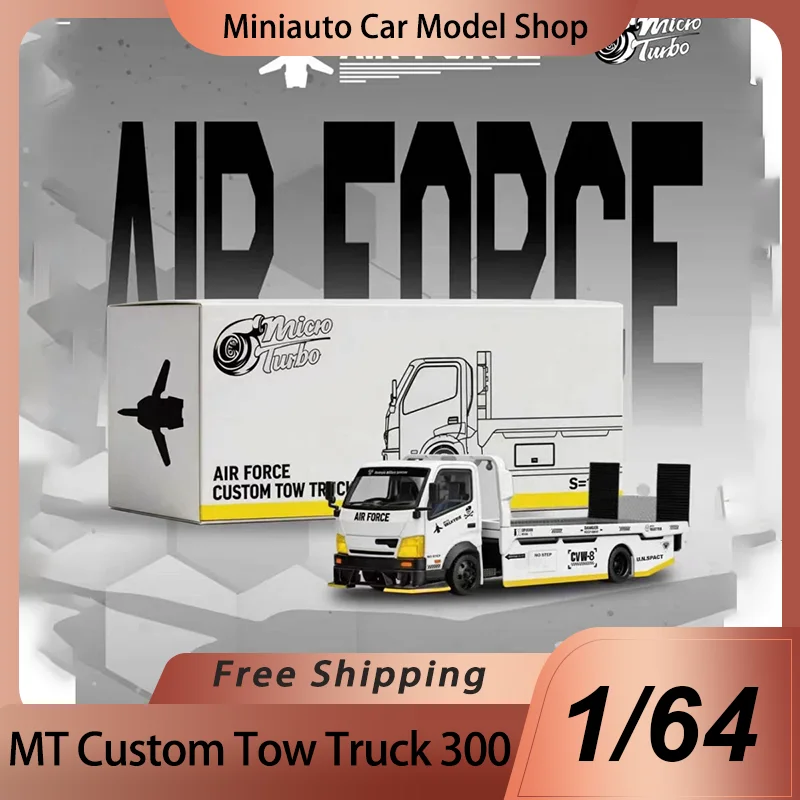 

Micro Turbo Custom Tow Truck Miniature 1:64 Modified Flatbed Trailer Alloy Diecast Model Toy Air Force Collectible Collectors