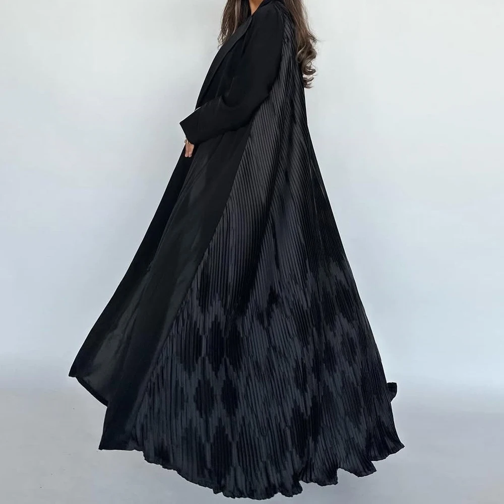 

Modest Muslim Dress for Women Black Open Abaya Dubai Kaftan Kimono Cardigan Kebaya Caftan Marocain Femme Robe Islam Jalabiya New