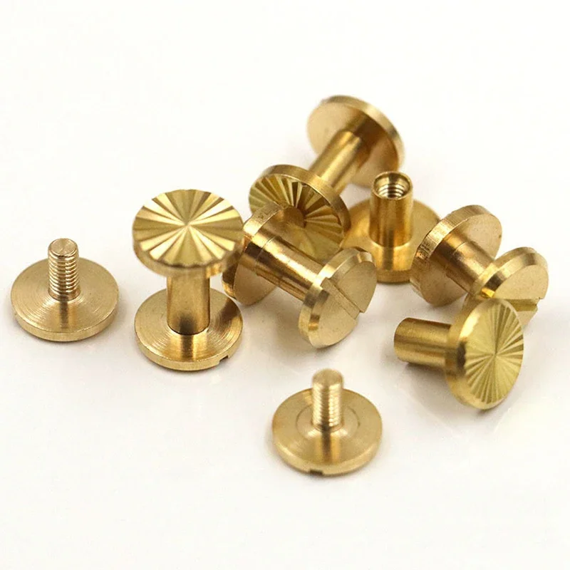 10pcs Solid Brass Binding Chicago Screws Belt Screw Nail Stud Rivets for Photo Album Leather Craft Belt Wallet Fasteners