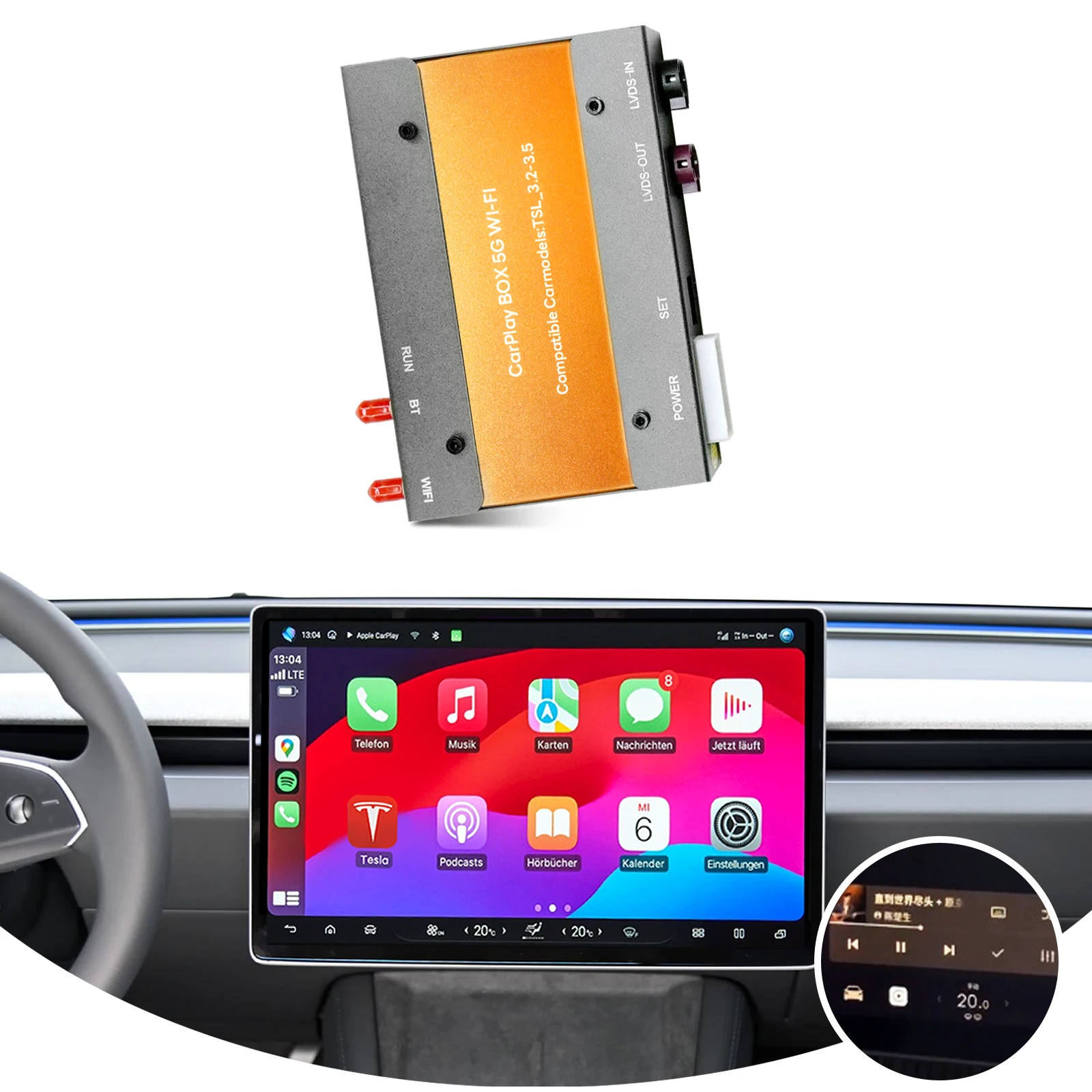 LVDS RGB Wireless CarPlay Android Auto Interface For TESLA Model 3/Y S X 2019-2025 With AMD Ryzen MCU3 Infotainment System