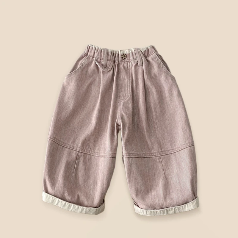 

Pants jeans Korean pink 2024 autumn new boy solid color tide comfortable versatile Leisure