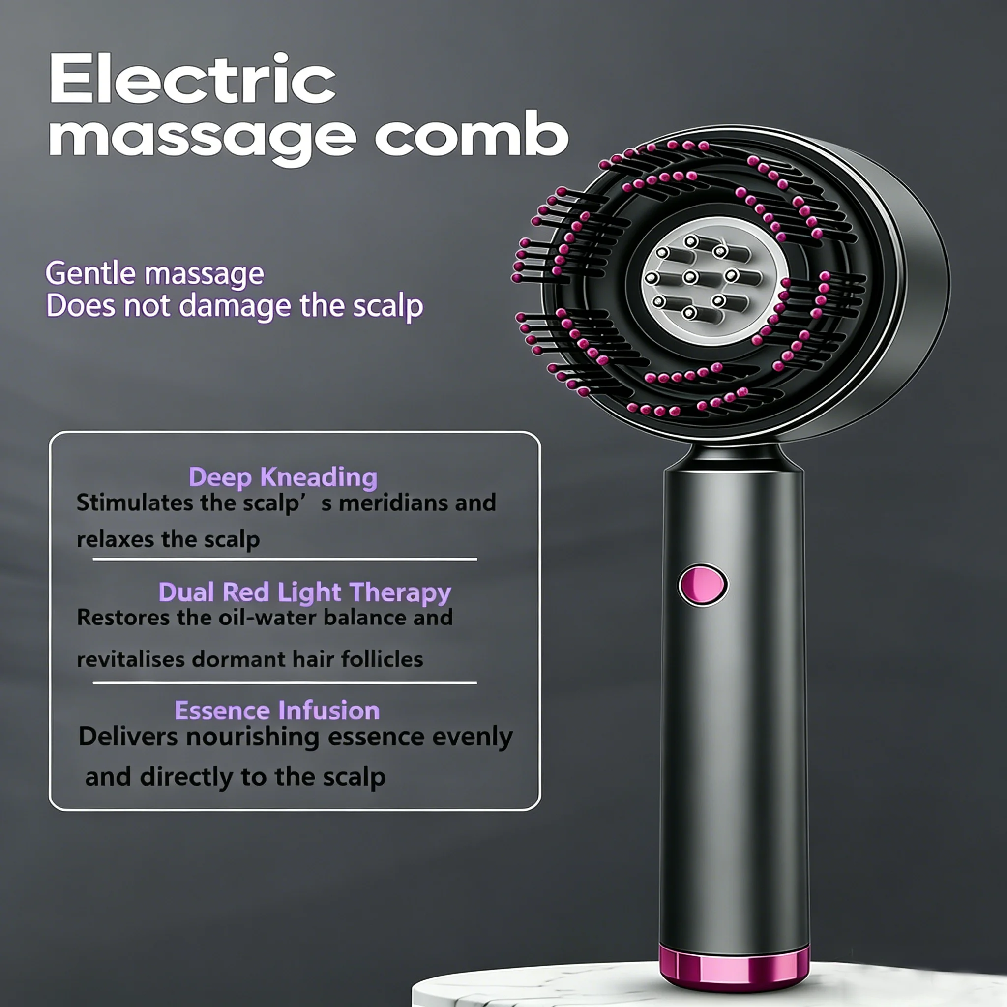 Electric Scalp Massager Comb Red Light Therapy Hair Growth Vibration Brush Anti-Hair Loss Liquid Oil Applicator Hair Care Tool