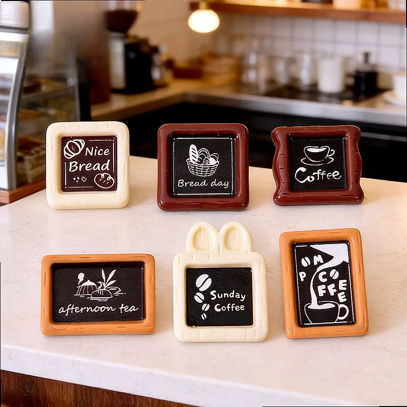 100pcs Kawaii Resin Mini Billboard Cartoon DIY Dollhouse Decor Coffee Shop Display Wholesale Miniature Craft