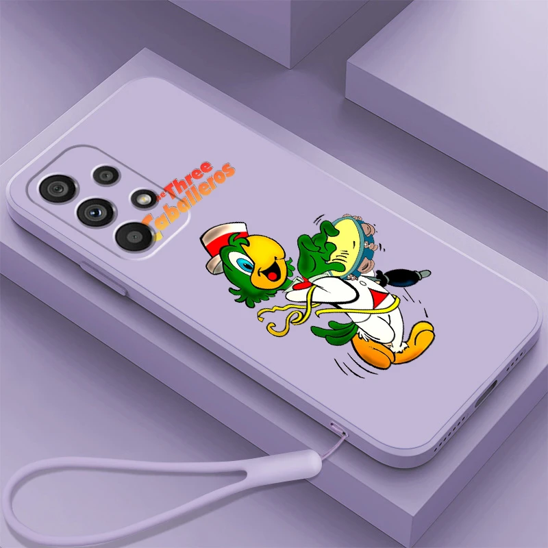 Disney The Three Caballeros Art Liquid Rope For Samsung A53 A52 A33 A32 A51 A71 A21S A13 A73 A55 A72 A23 A35 A05 5G Cover