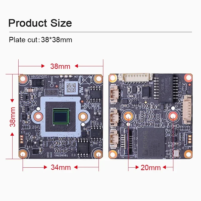 

New 5MP 2.4mm 120degree Blacklight CMOS 1/2.8 Inch 0.0001Lux H.265AI/H.265+ Mini Network HD Camera Module