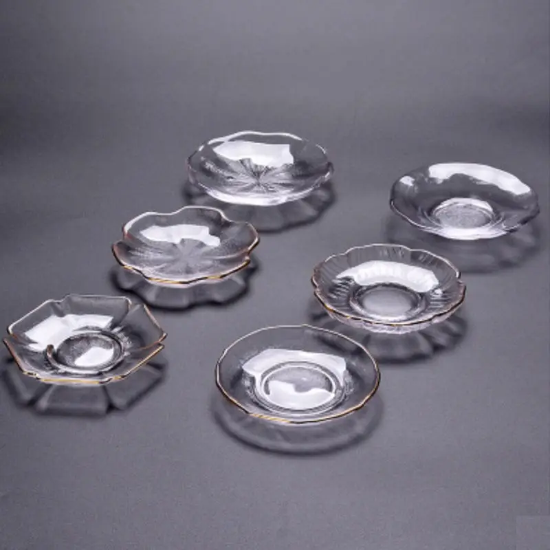 Japanese Style Round Insulated Glass Tea Mat Saucer Teaware Creative Kung Fu Tea Set Cup Holder Phnom Penh Tea Saucer ZC585