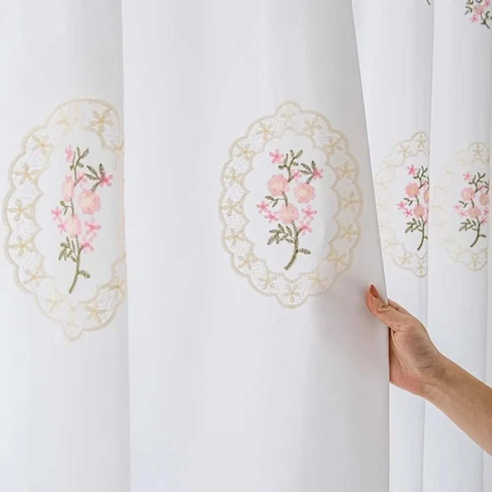 Dreamy Fresh Embroidery Curtain for Living Room Balcony Light Blocking Thermal Insulating Sheer Privacy French Romantic Gauze