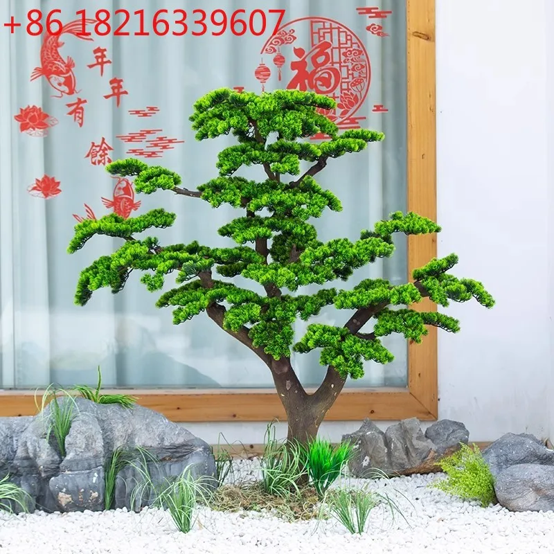 YAO large fake tree new Chinese landscaping indoor and outdoor pine tree hotel window decoration ornament
