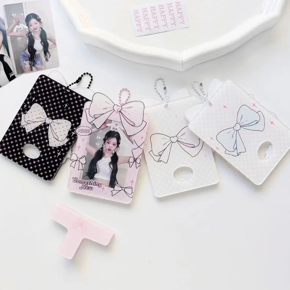 Balletcore Korean Idol Photocard Holder INS Bow Korean Style Card Sleeve Protective Case ID Card Cover Bus Card Holder Lady