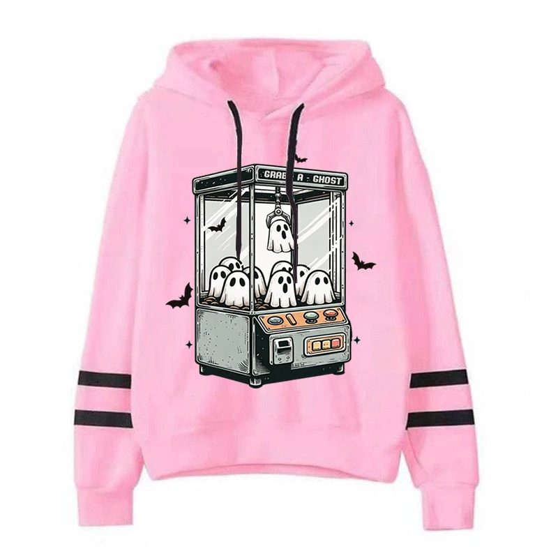 Women\'s New Halloween Hoodies Cute Cartoon Halloween Ghost Vending Machine Graphics Hooded Autumn Long Sleeve Fleece Sweatshirts