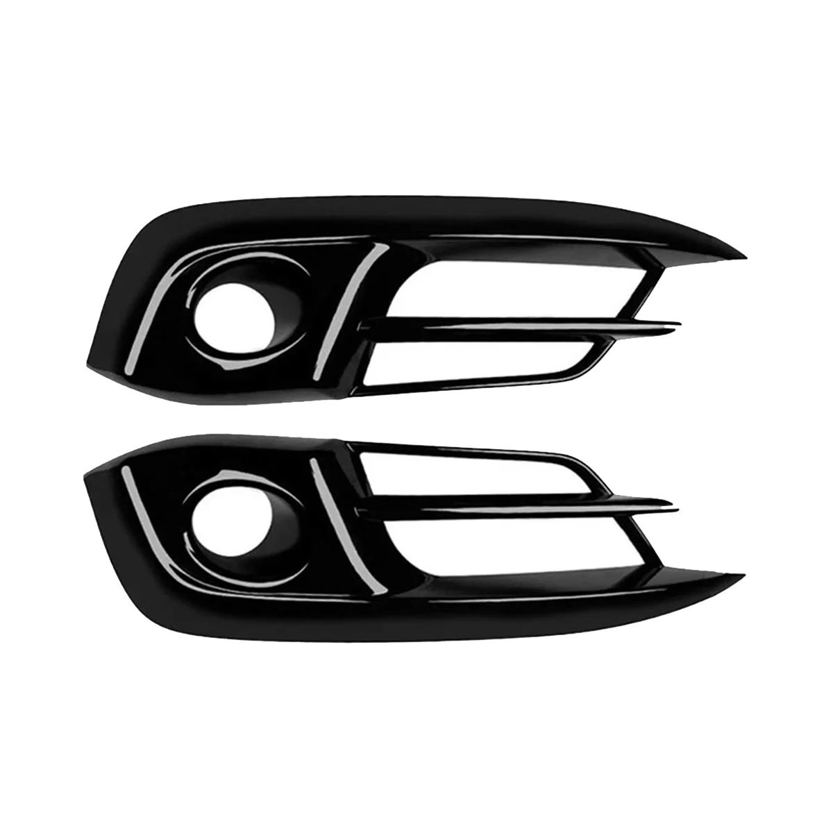 1Pair Front Bumper Fog Light Grille Trim Cover for Honda Civic 10Th 2016-2019 Fog Lamp Decorative Glossy Black Strips