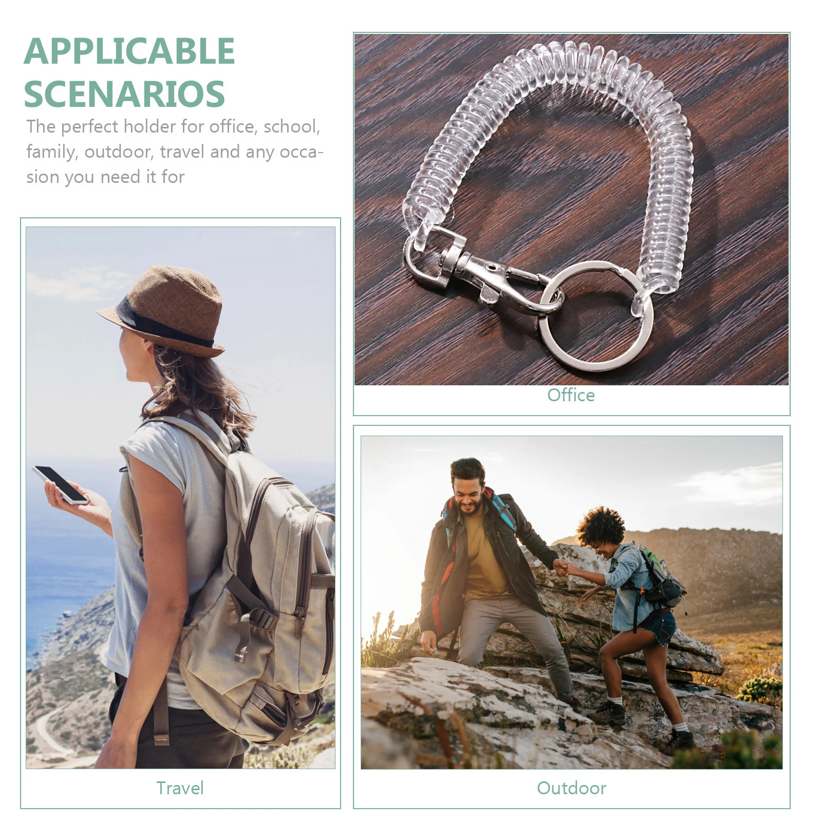 

3Pcs Spring Stretchy Key Chains Durable Retractable Spiral Key Holder Outdoor Bag Lanyard Keychain Gift Practical Elastic Rope