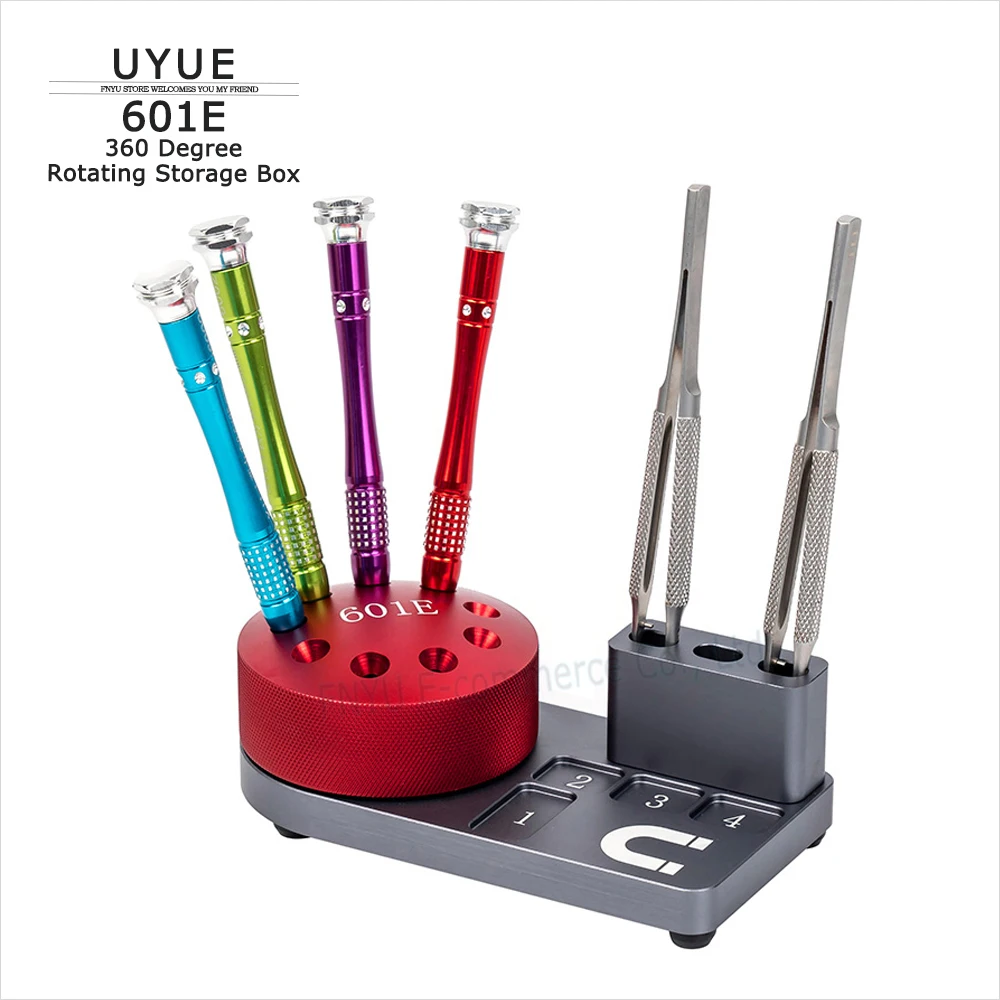 360 ° rotating maintenance tool storage box 9 + 3 hole screwdriver tweezers strong magnetic double bearing storage tool holder